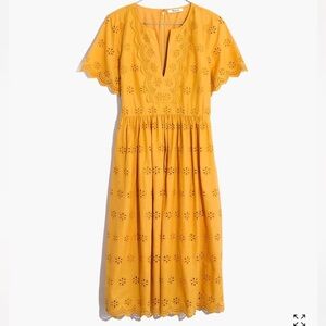 Madewell Yellow Eyelet Midi Dress